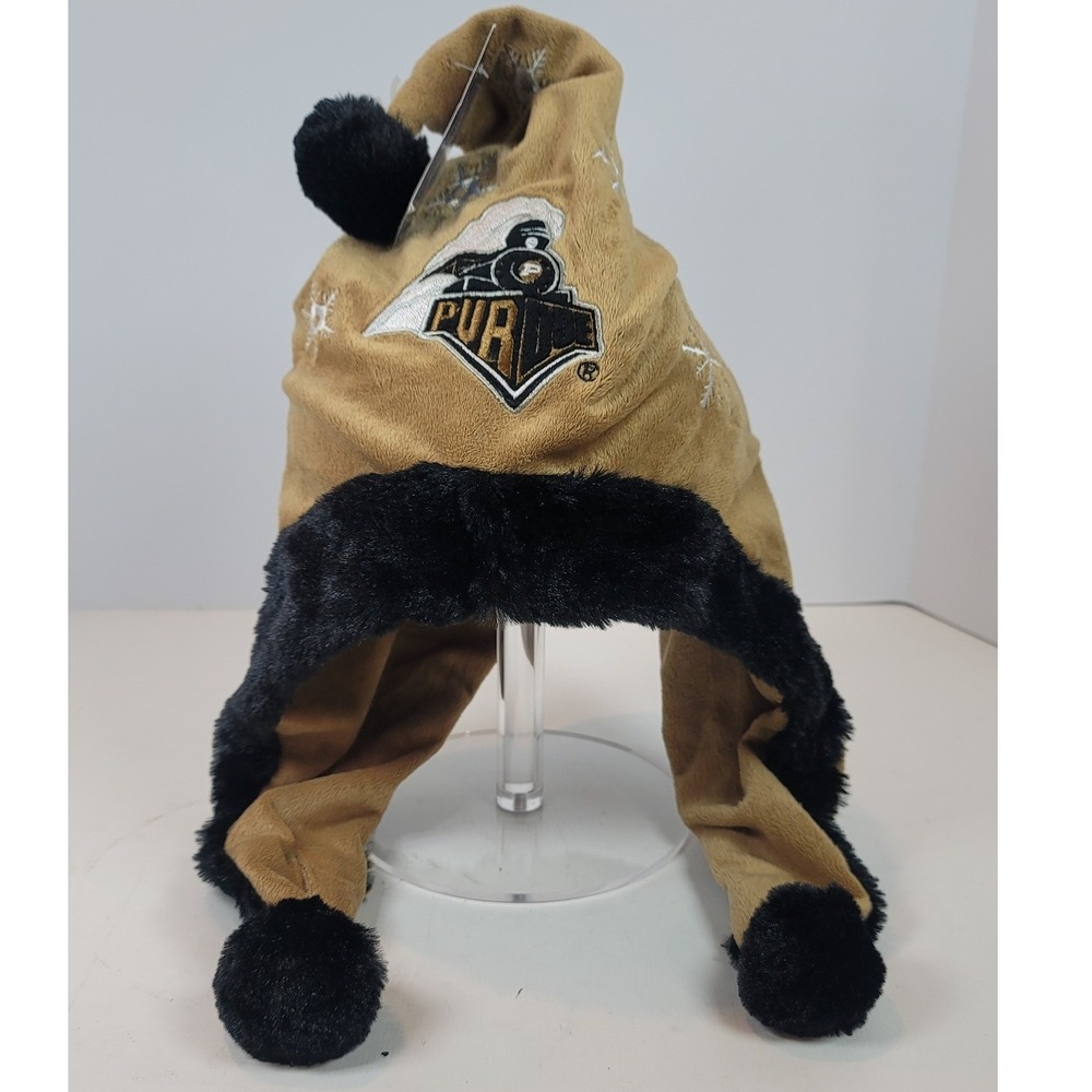 Forever Purdue Boilermakers Plush Trapper Hat Gold Black‎ Snowflake